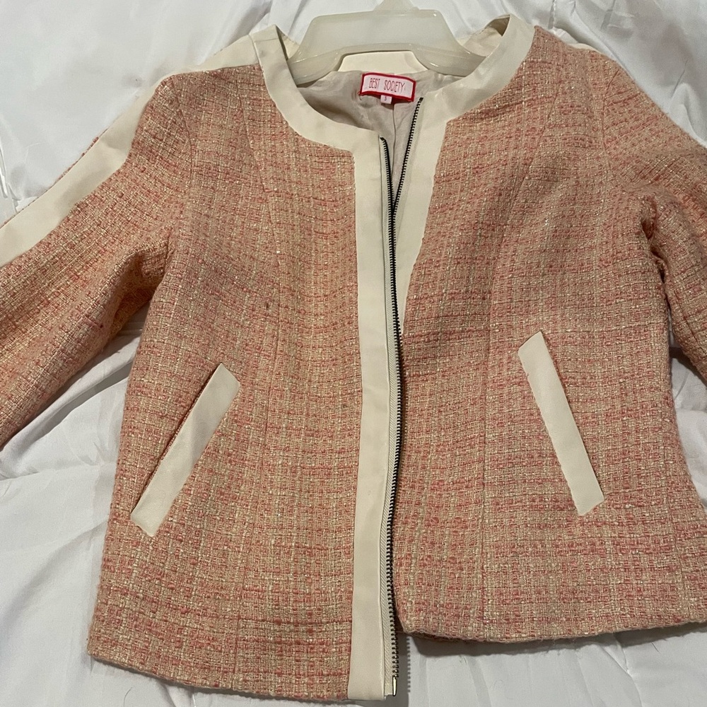 Like new pink and white blazer